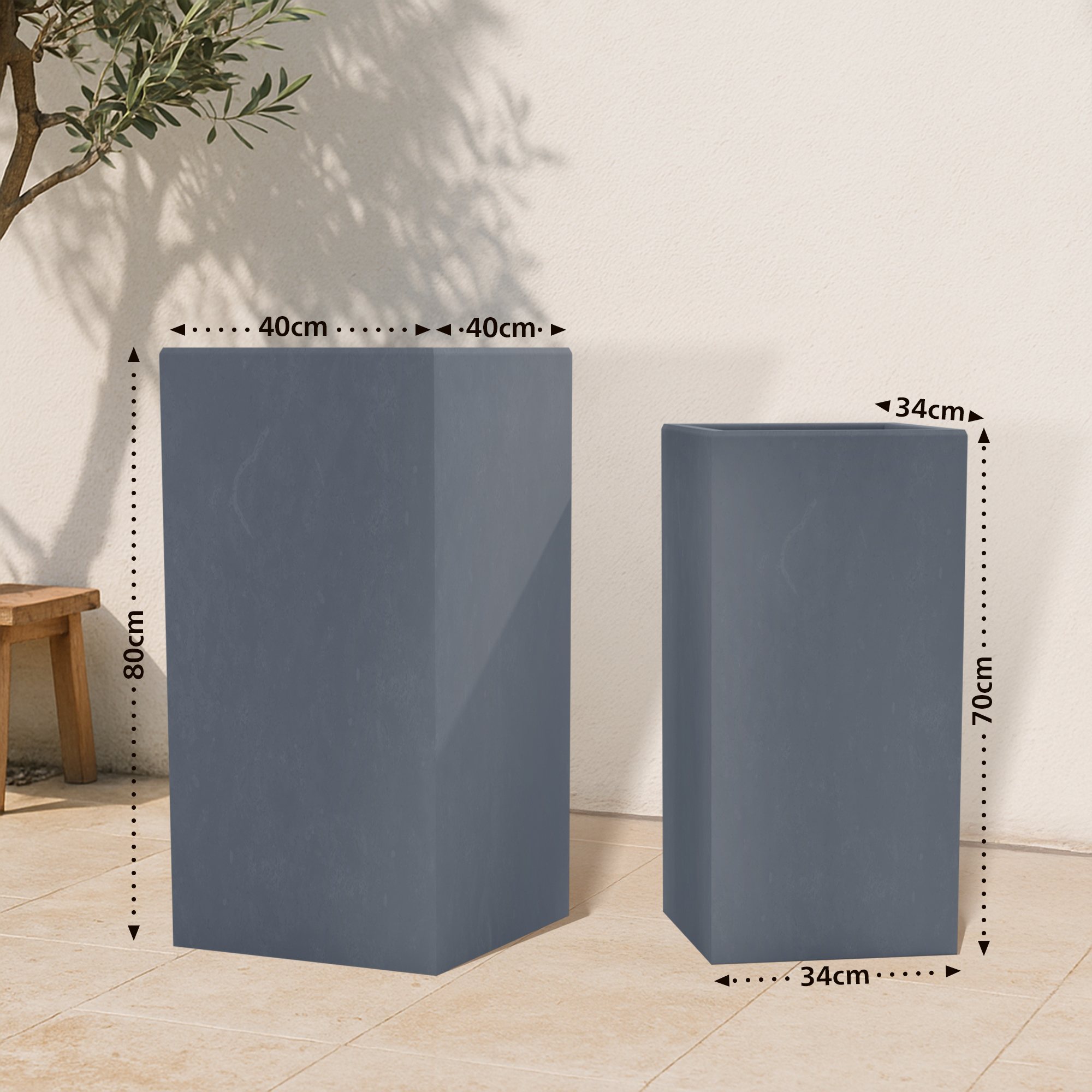 Set de 2 bacs à plantes carrés 3