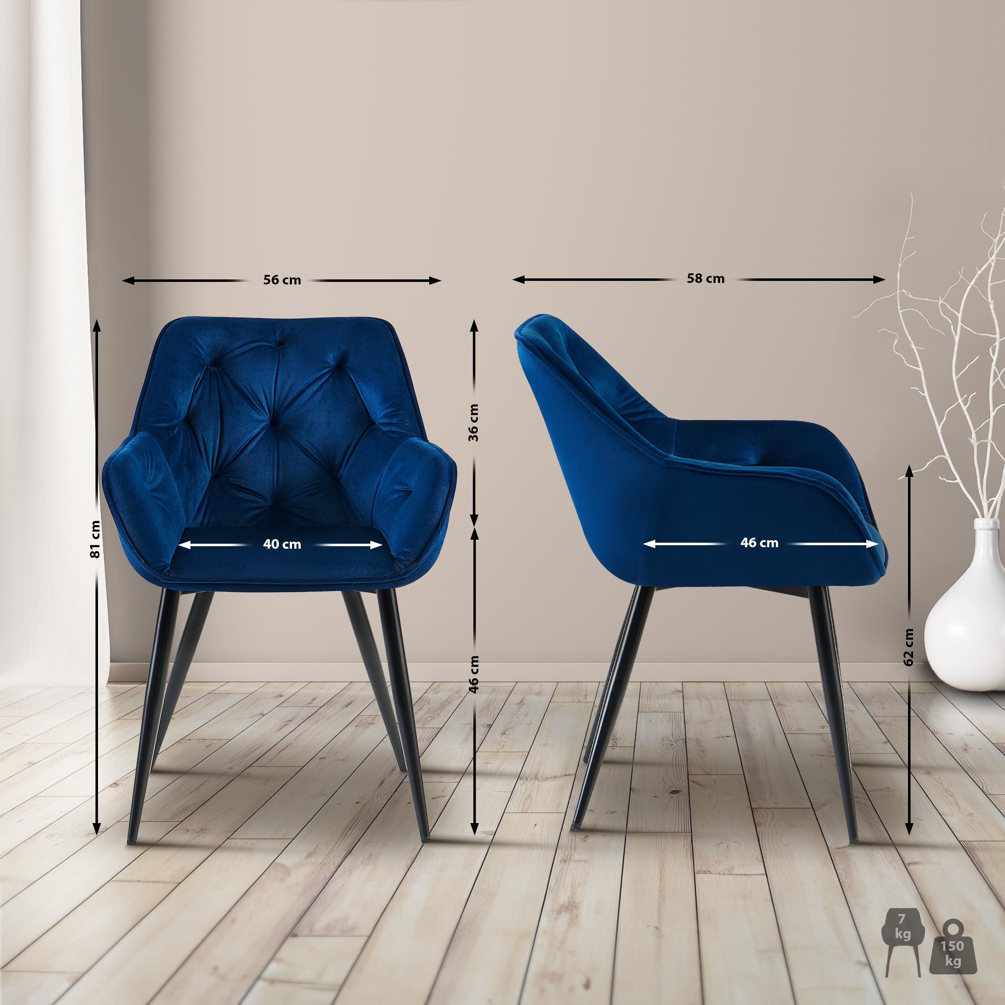 Chaise de salle à manger Cassis revêtement en velours