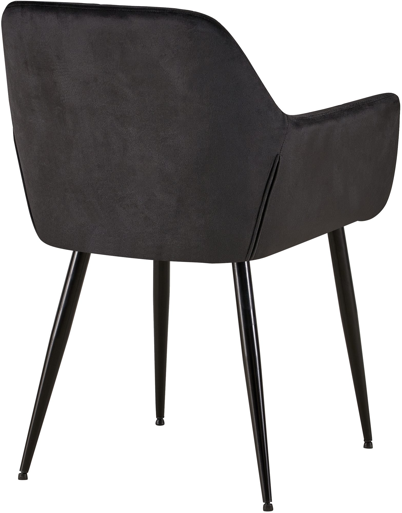Lot de 4 Chaises de salle à manger Emia en Velours avec Piètement en Métal noir