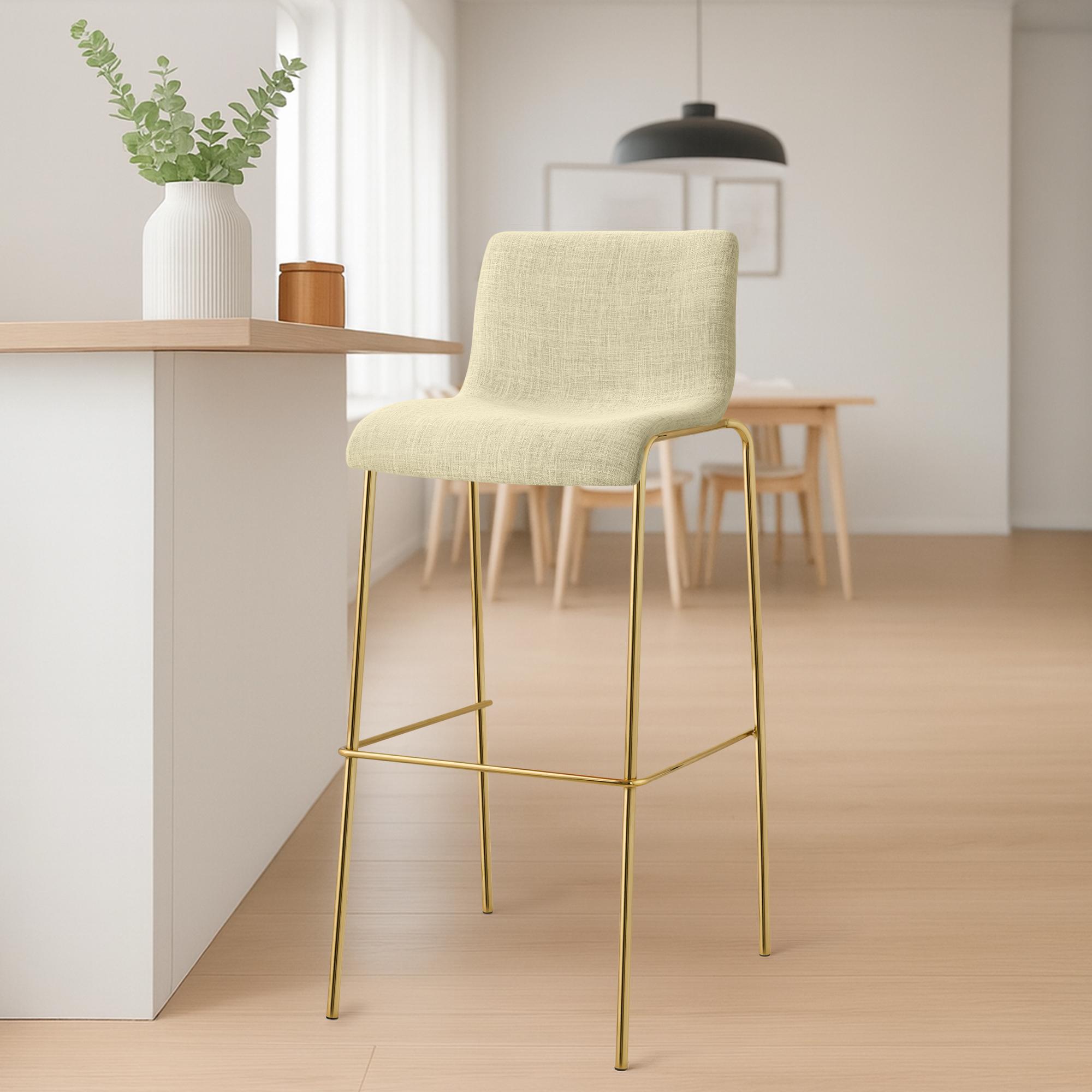 Tabouret de bar Hover tissu cadre à quatre pieds doré