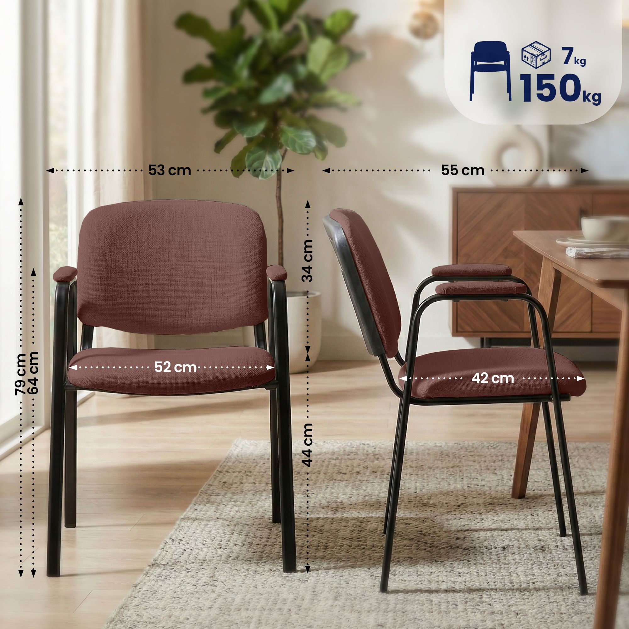 Lot de 4 Chaises Empilables Ken Pro en Tissu