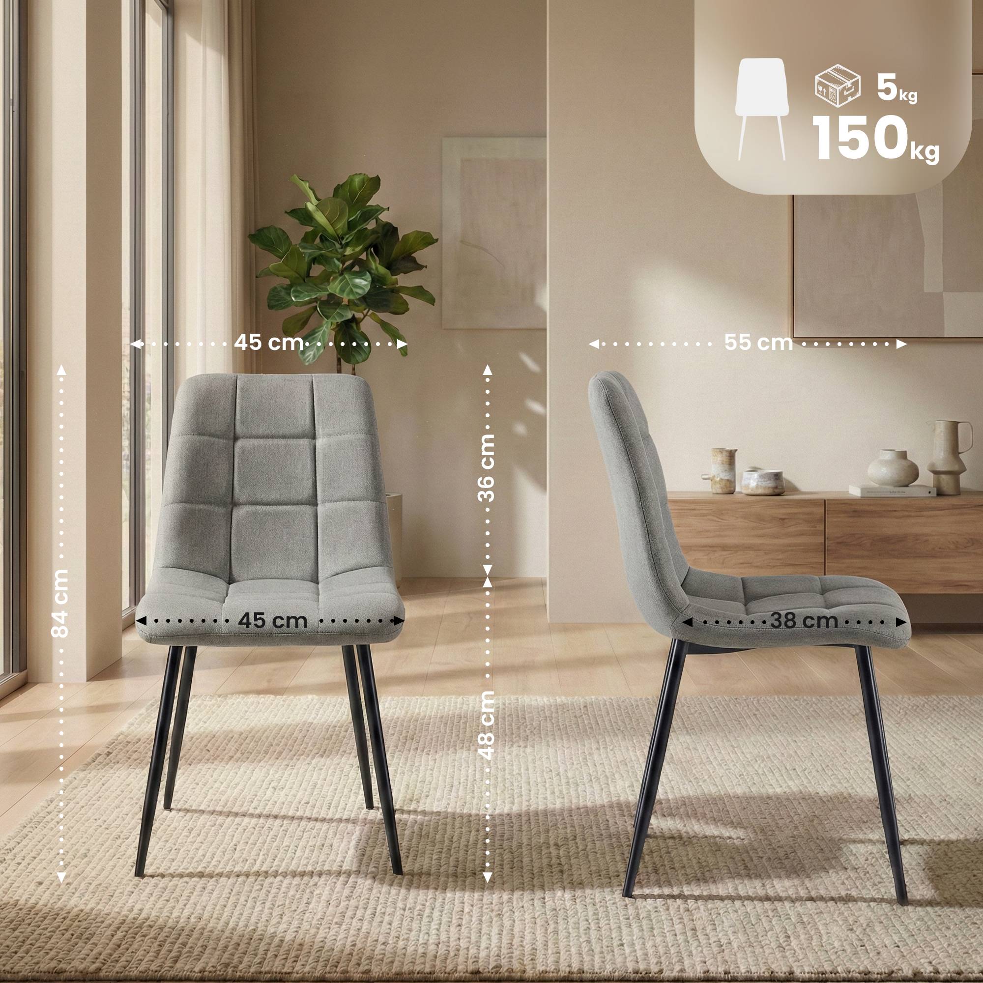 Chaise de salle a manger Antibes en tissu
