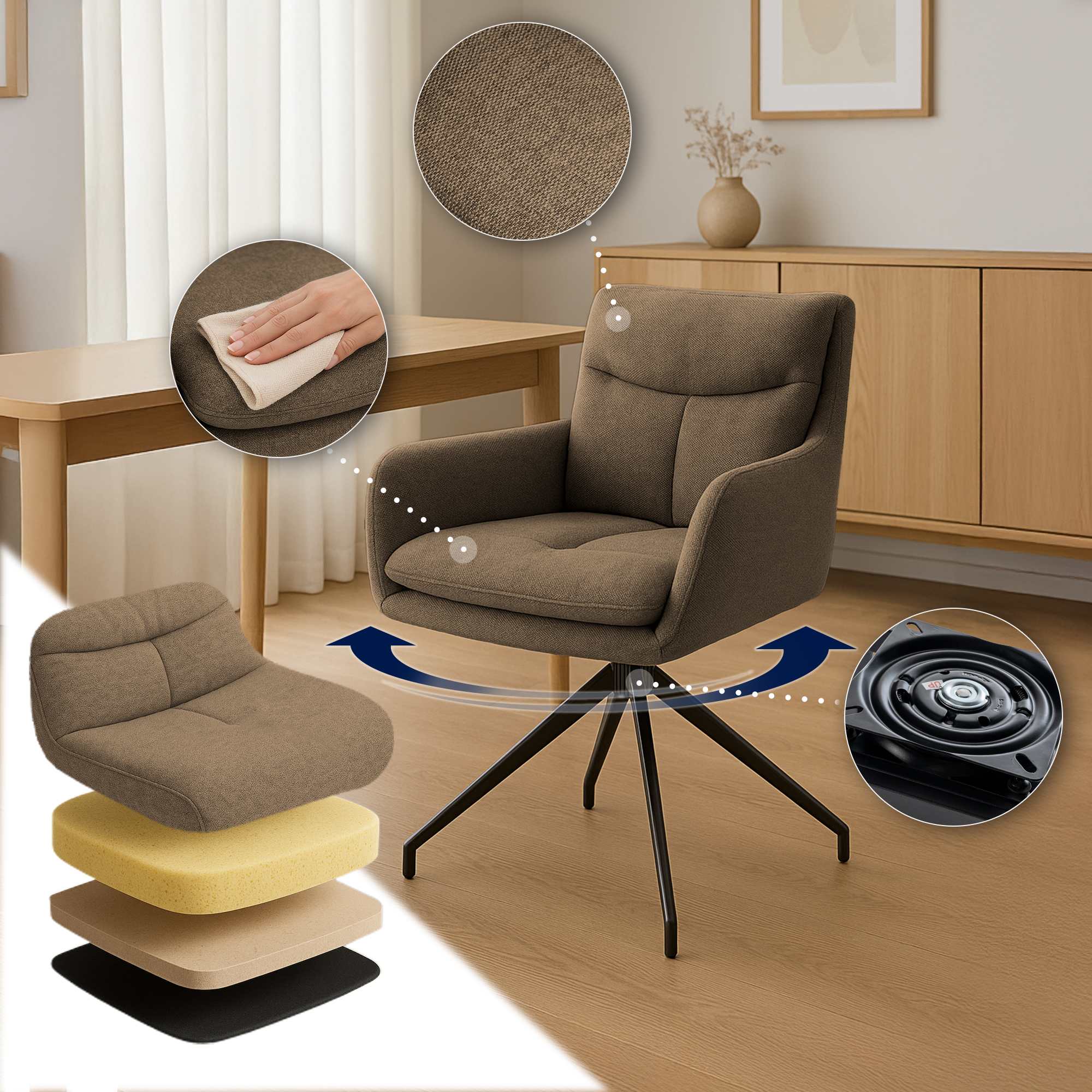 Lot de 2 chaises de salle à manger Somers tissu