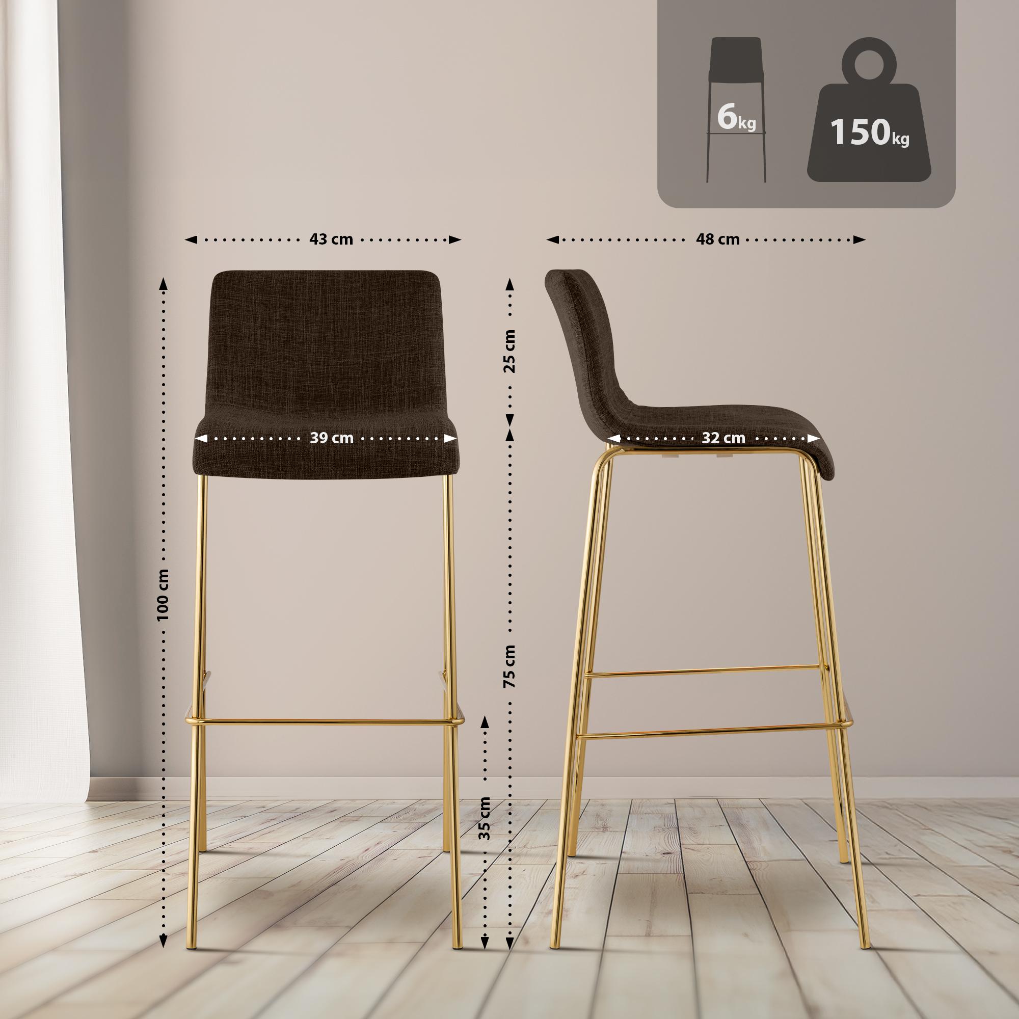 Tabouret de bar Hover tissu cadre à quatre pieds doré