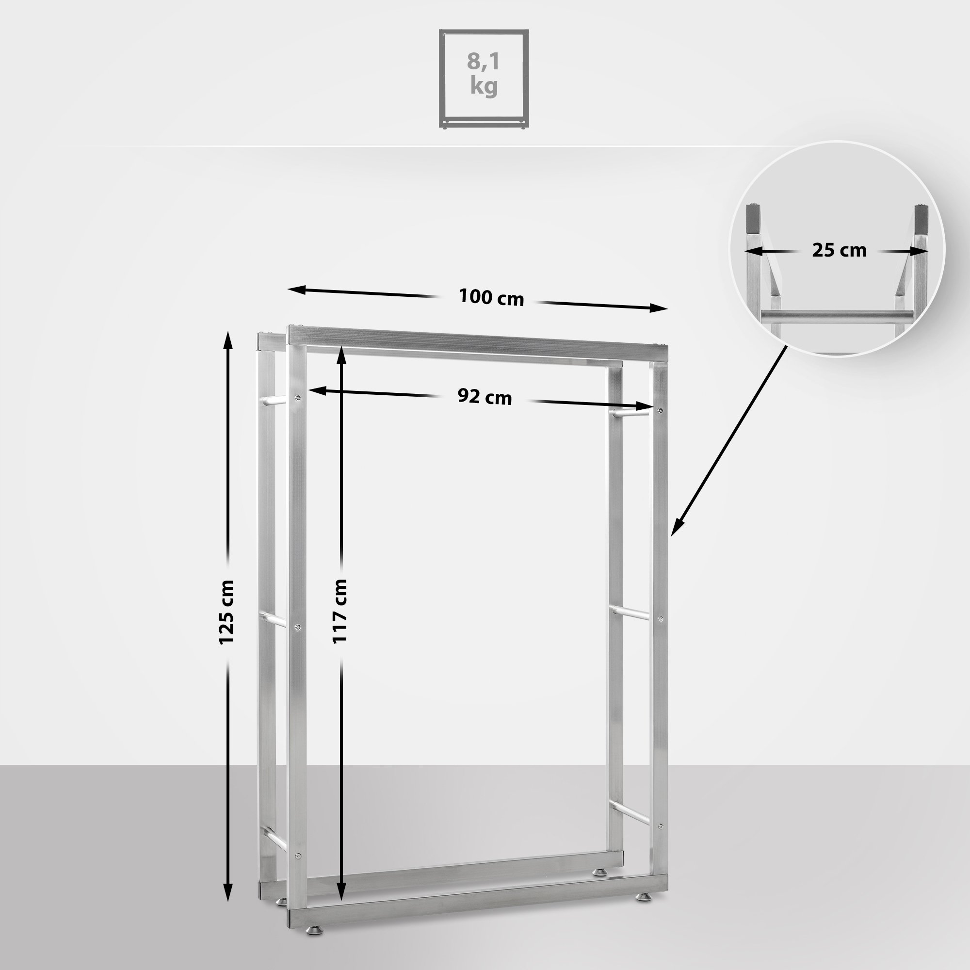 Porte-bûches Keri en acier inoxydable