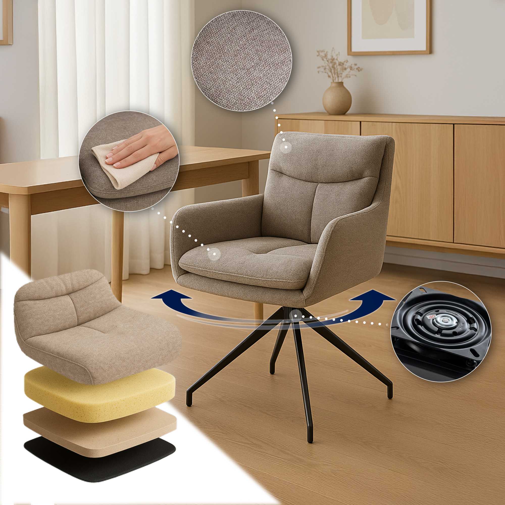 Lot de 2 chaises de salle à manger Somers tissu
