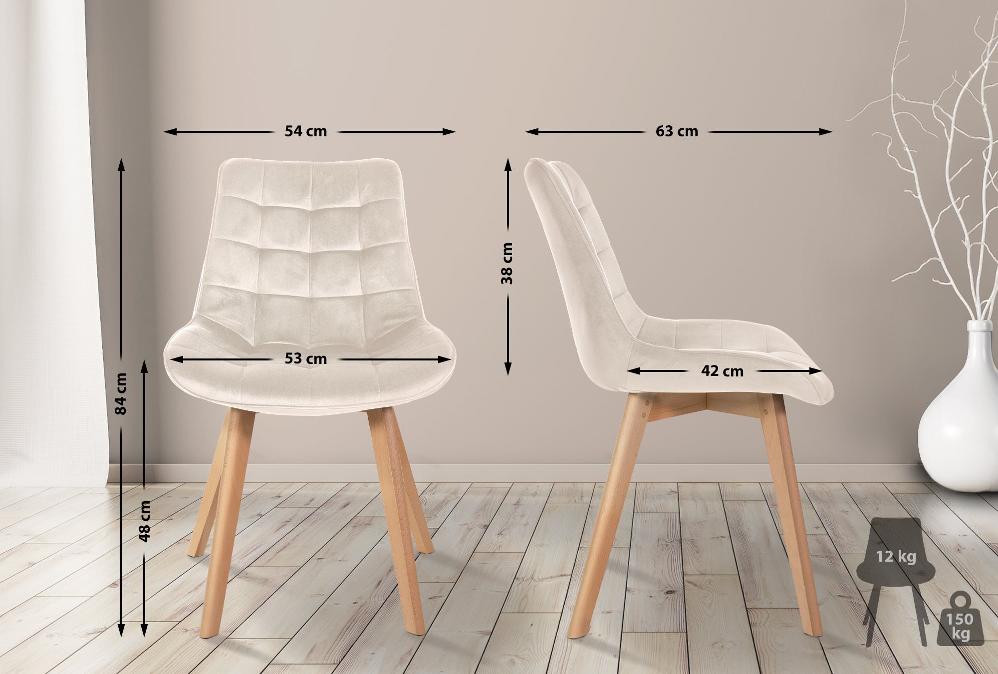 Lot de 2 chaises Brook velours