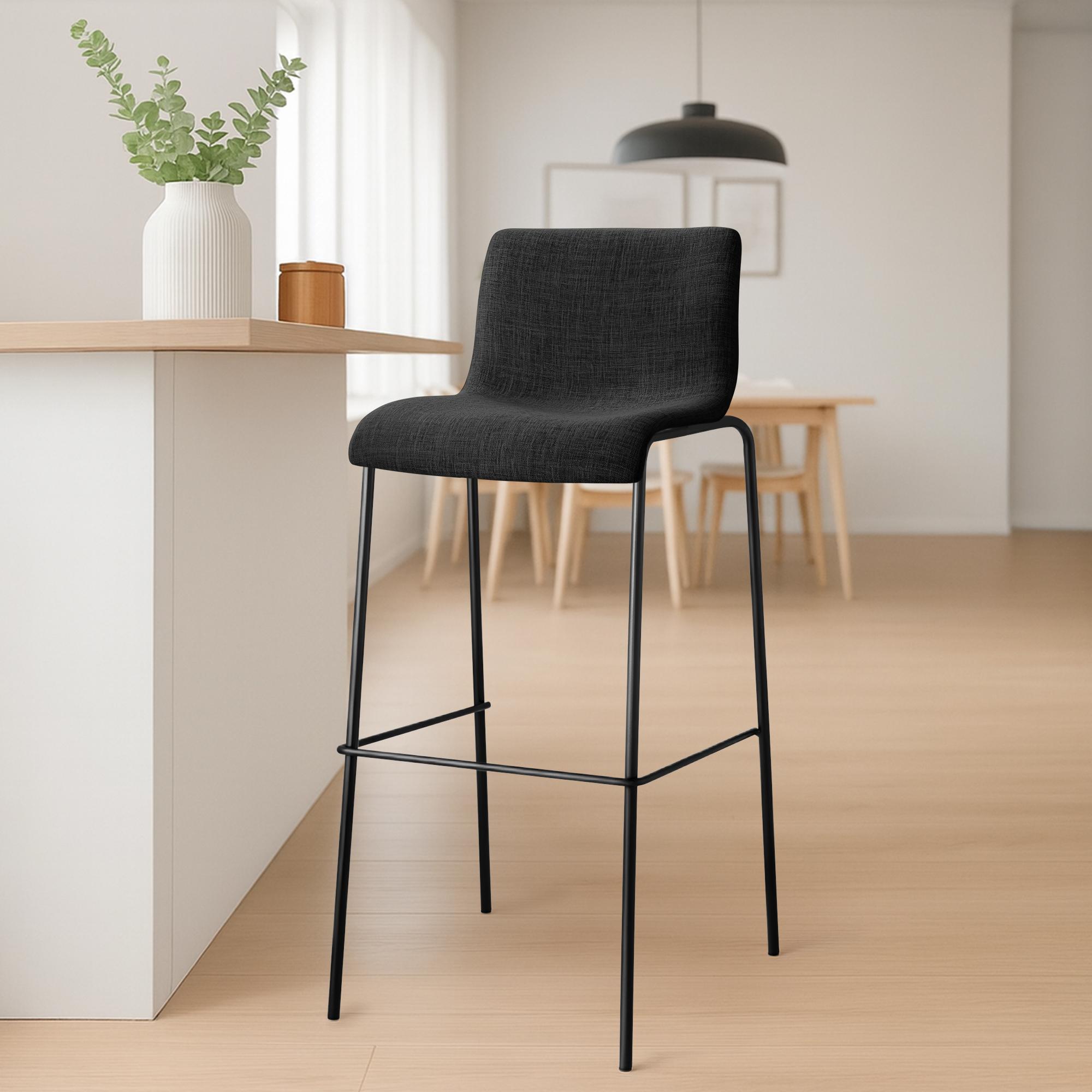 Lot de 2 tabourets de bar Hover en tissu, pieds metalliques
