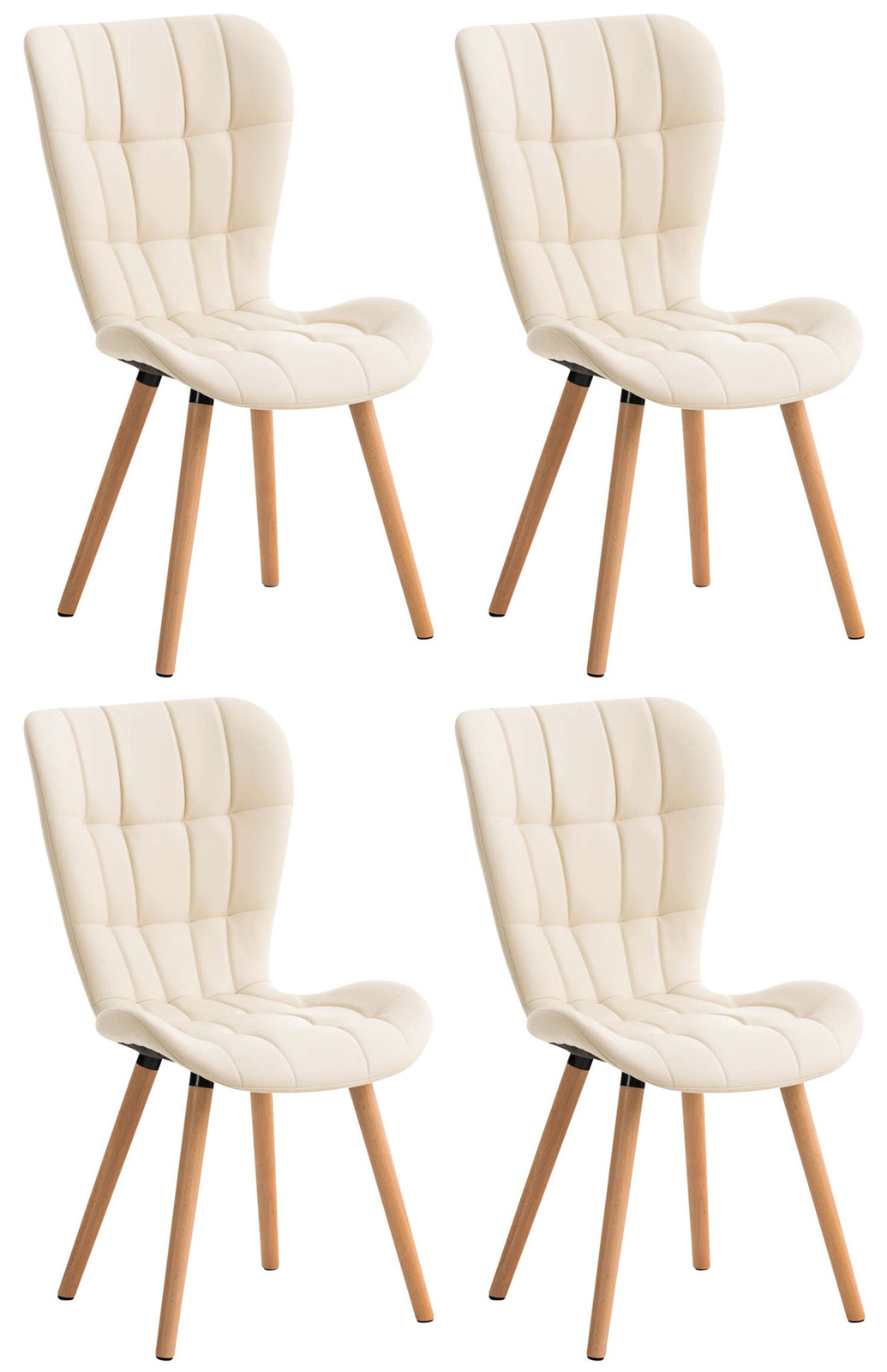 Lot de 4 chaises de salle à manger Elda en similicuir style scandinave