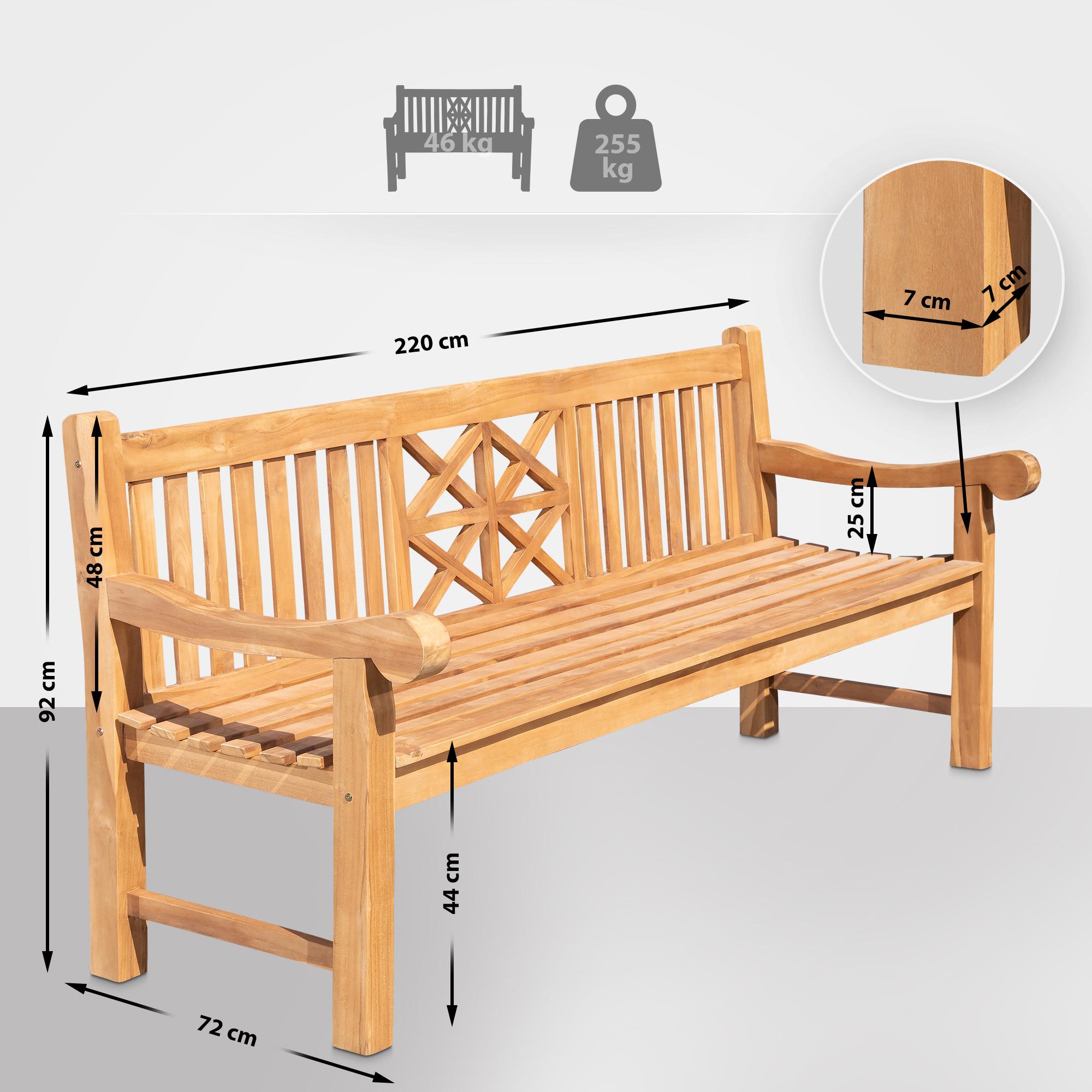 Banc de jardin en bois de teck Florida