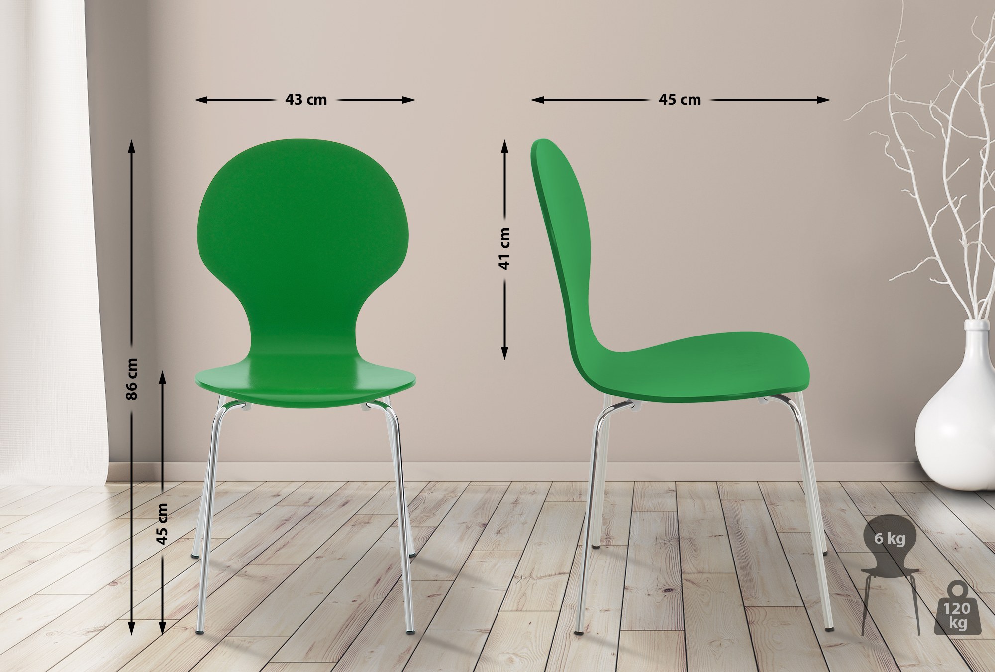 Lot de 8 chaises de visiteur Diego