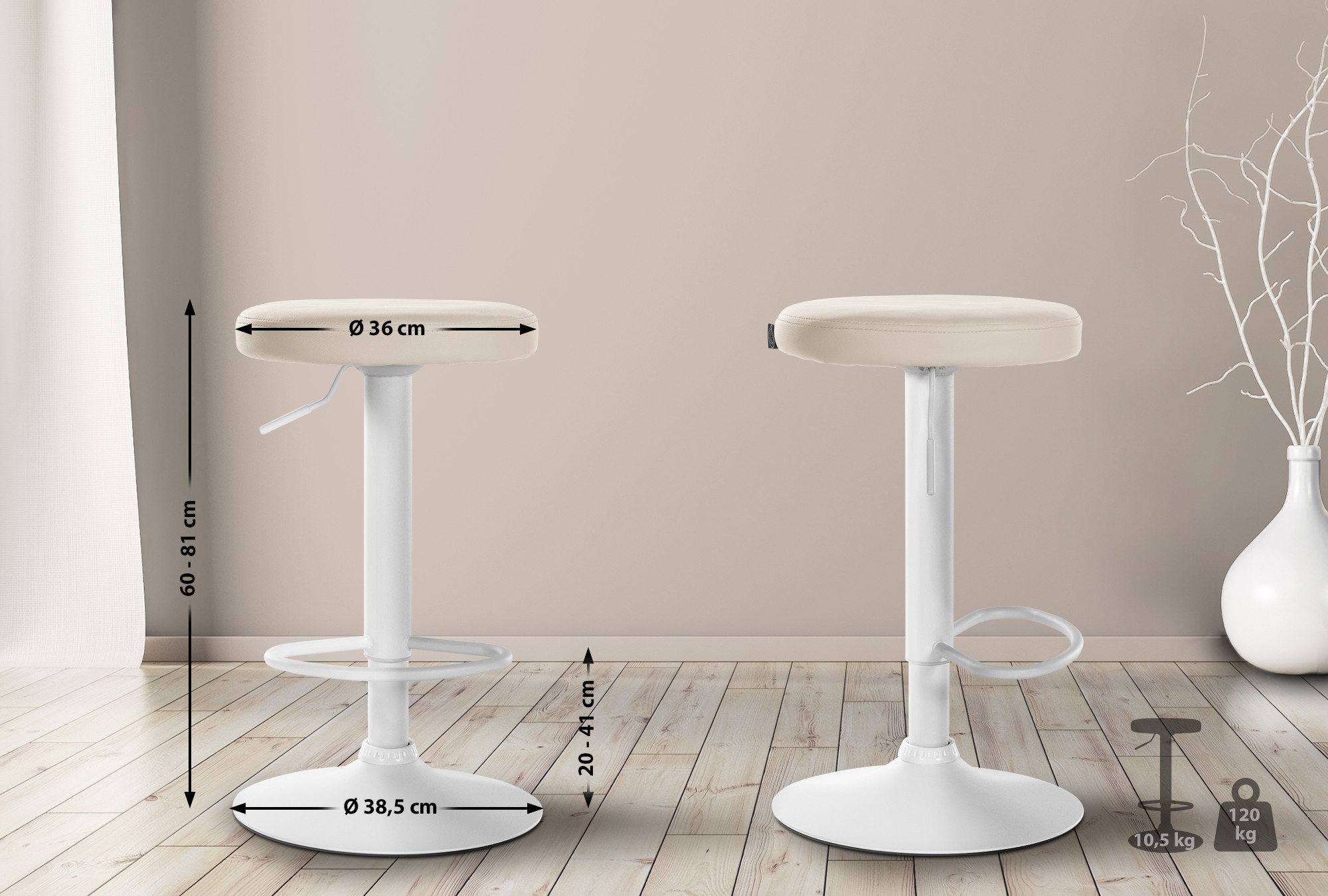 Lot de 2 tabourets de bar Ponte en similicuir