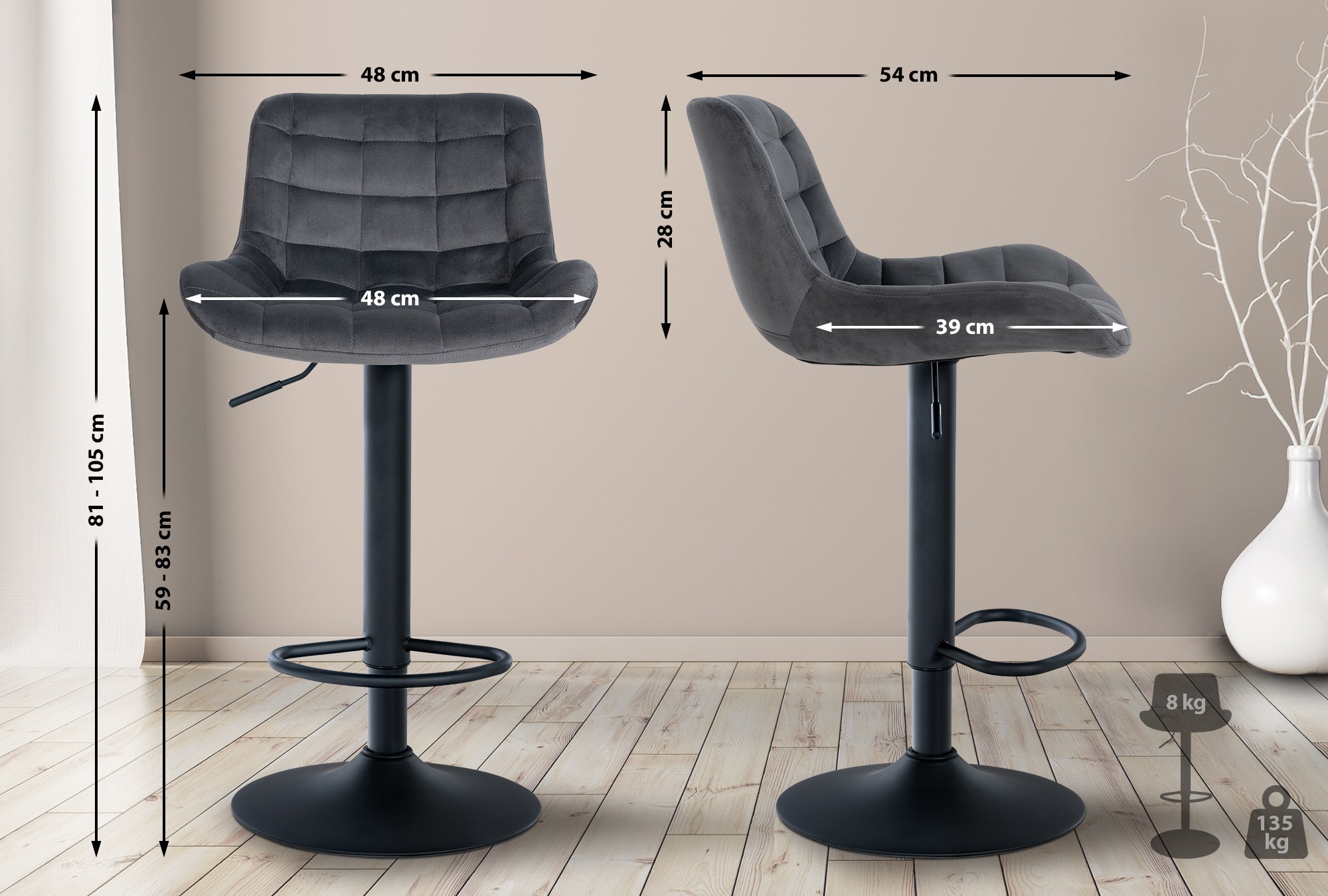 Lot de 2 tabourets de bar Tover