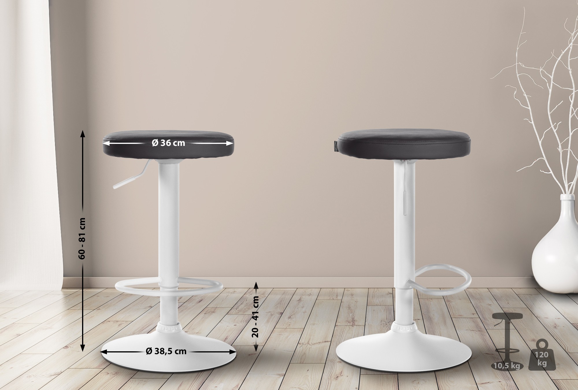 Lot de 2 tabourets de bar Ponte en similicuir