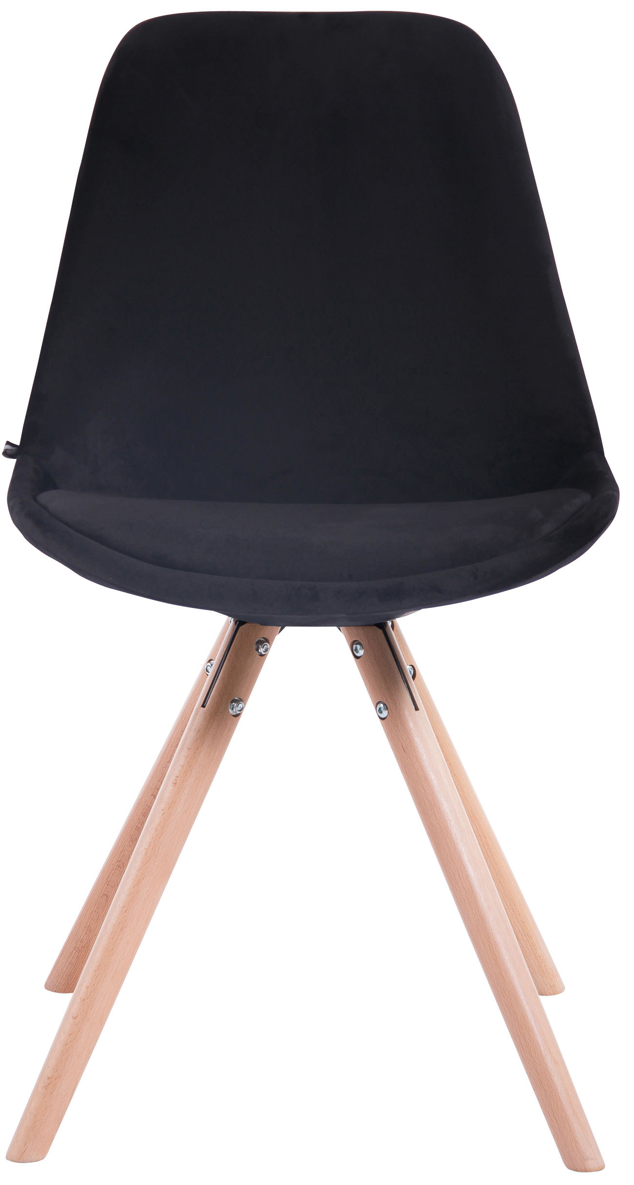 Lot de 4 Chaises de salle à manger Toulouse Velours Pieds ronds bois