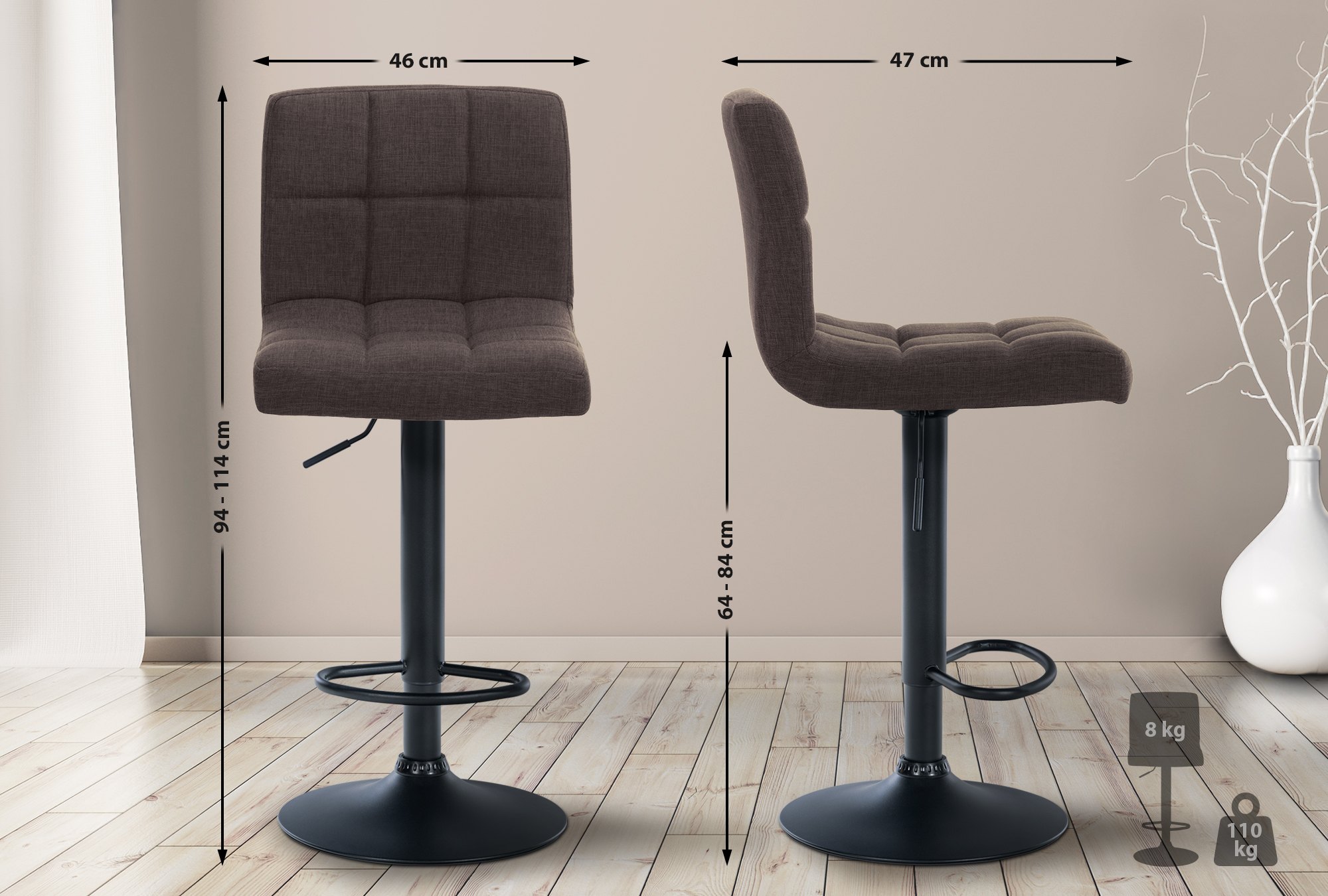 Tabouret de bar Calma Tissu