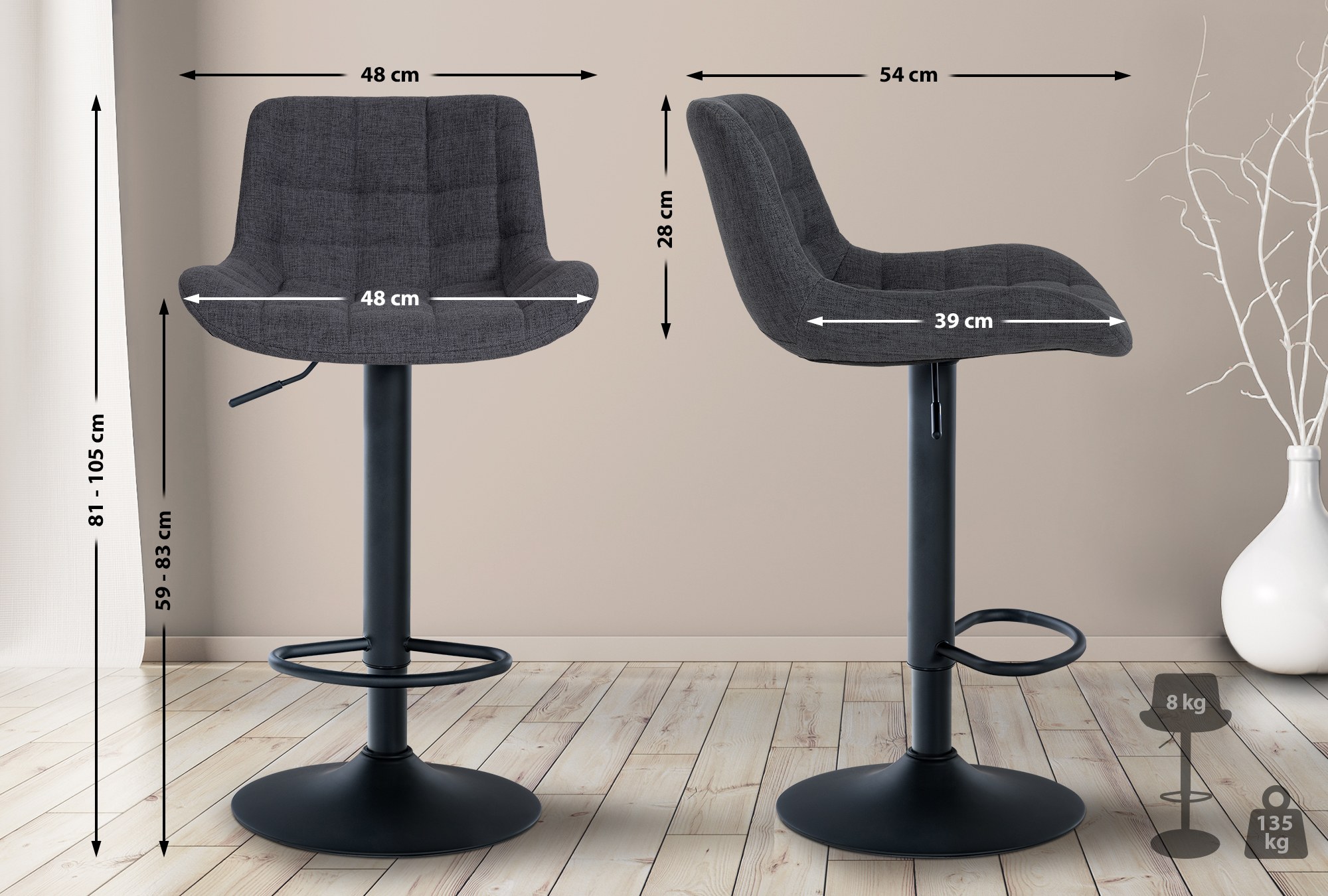 Lot de 2 tabourets de bar Tover