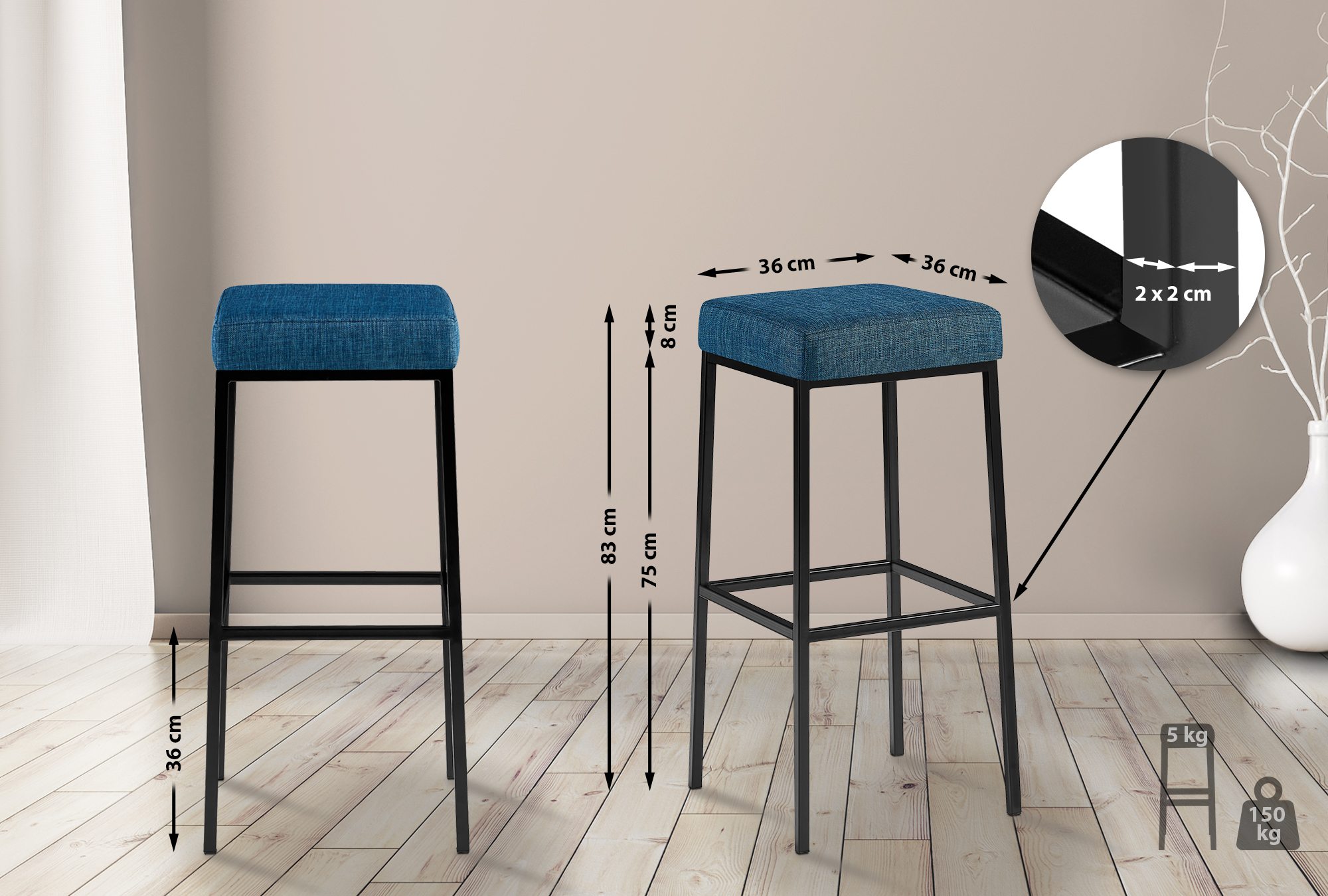 Tabouret de bar Montreal tissu