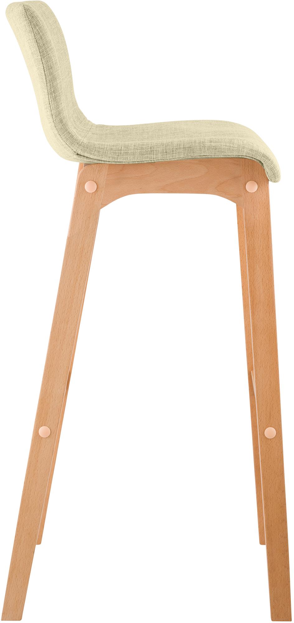 Lot de 2 tabourets de bar Hover en tissu, piètement à quatre pieds en bois naturel