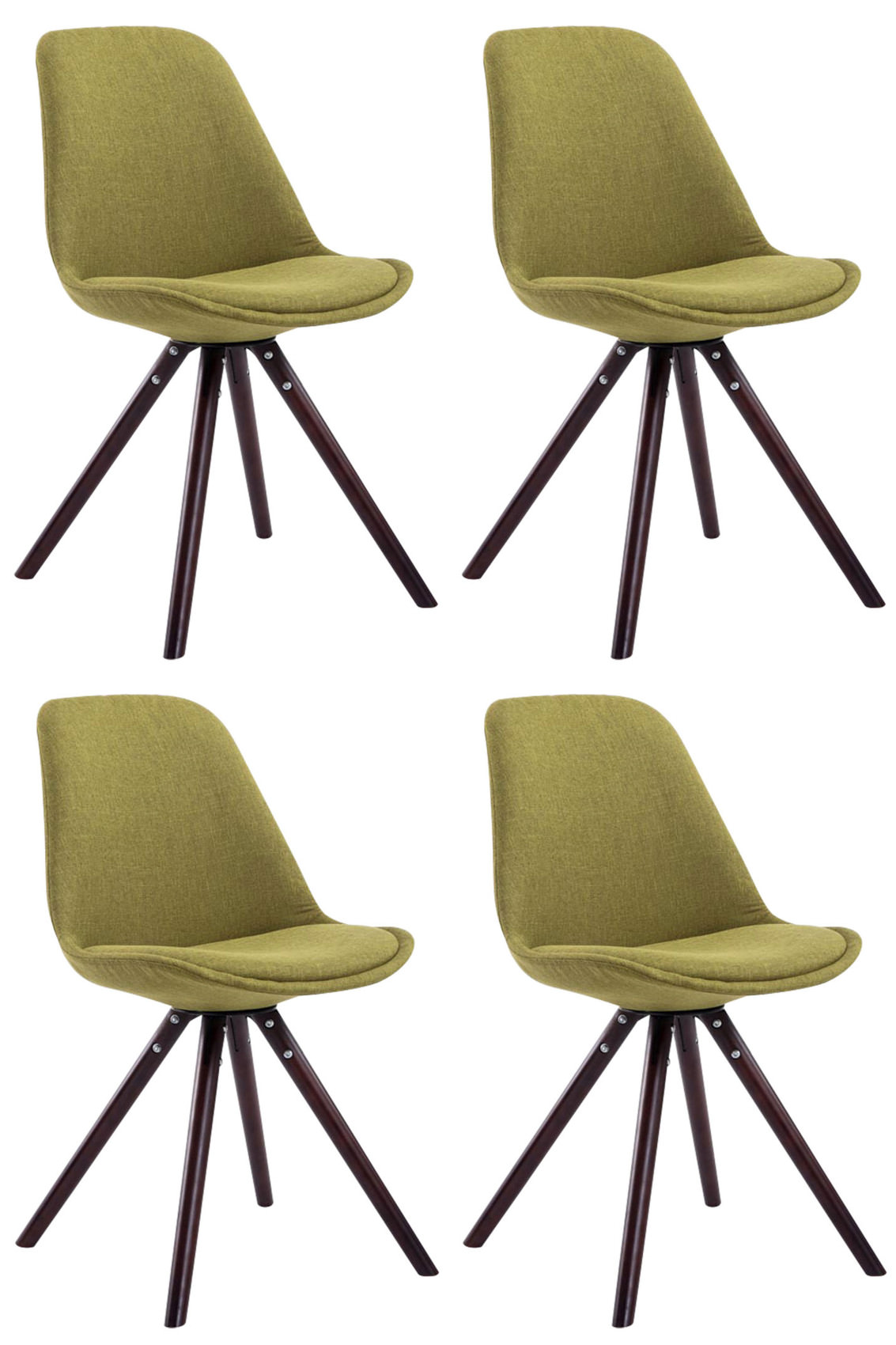 Lot de 4 Chaises de salle à manger Toulouse Tissu Pieds ronds bois